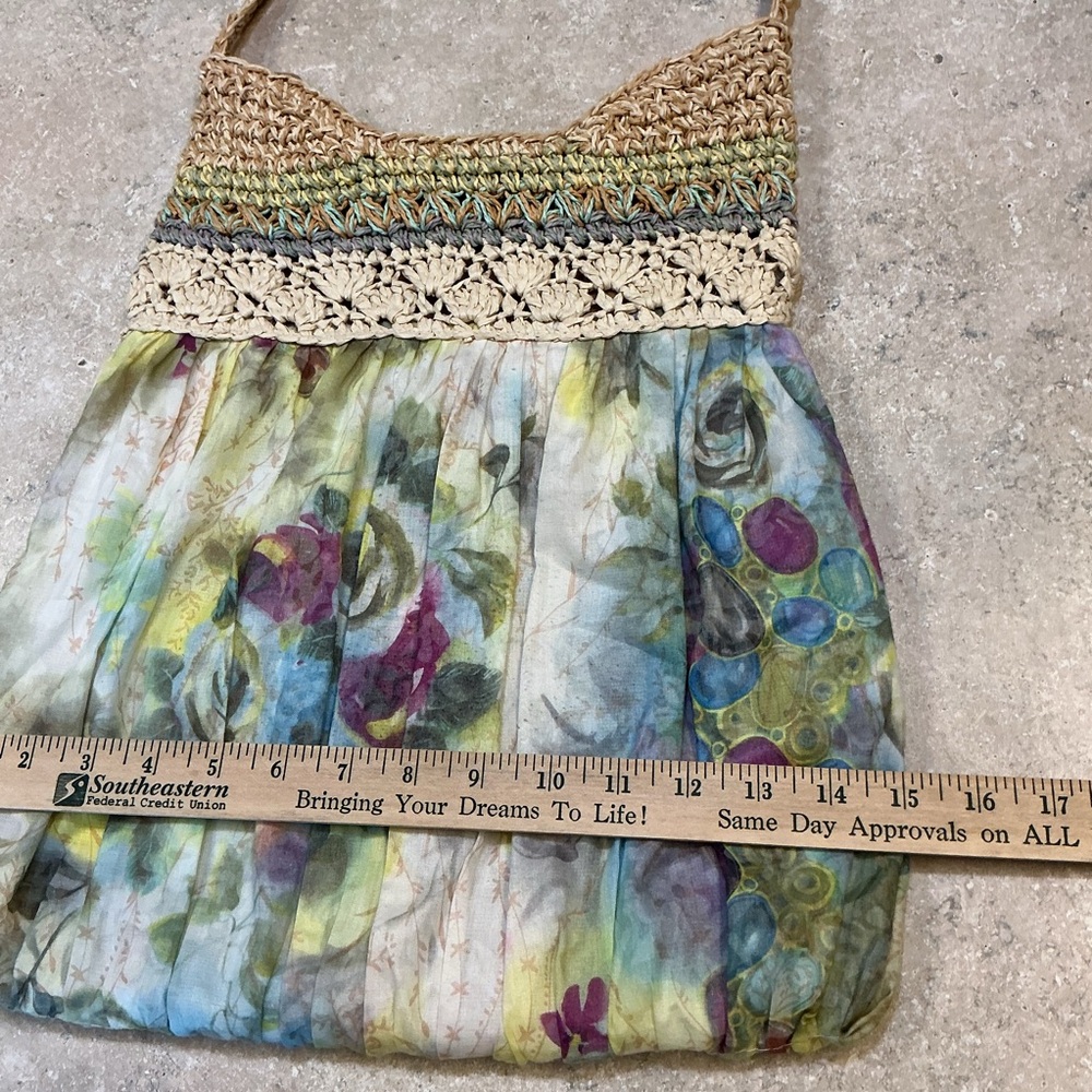 Cappelli Straworld Woven & Fabric crochet Boho Bag Tote Purse Shoulder Hippie - Picture 3 of 7